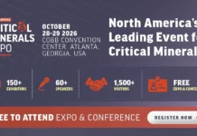 Registration Opens for North America’s Leading Critical Resources Events as Atlanta Takes Centre Stage in October 2026 Banner for North America Critical Minerals Expo announcing Oct 28–29, 2026 in Atlanta; 150+ exhibitors, 60+ speakers, 1,500+ visitors; free expo and conference; register now.